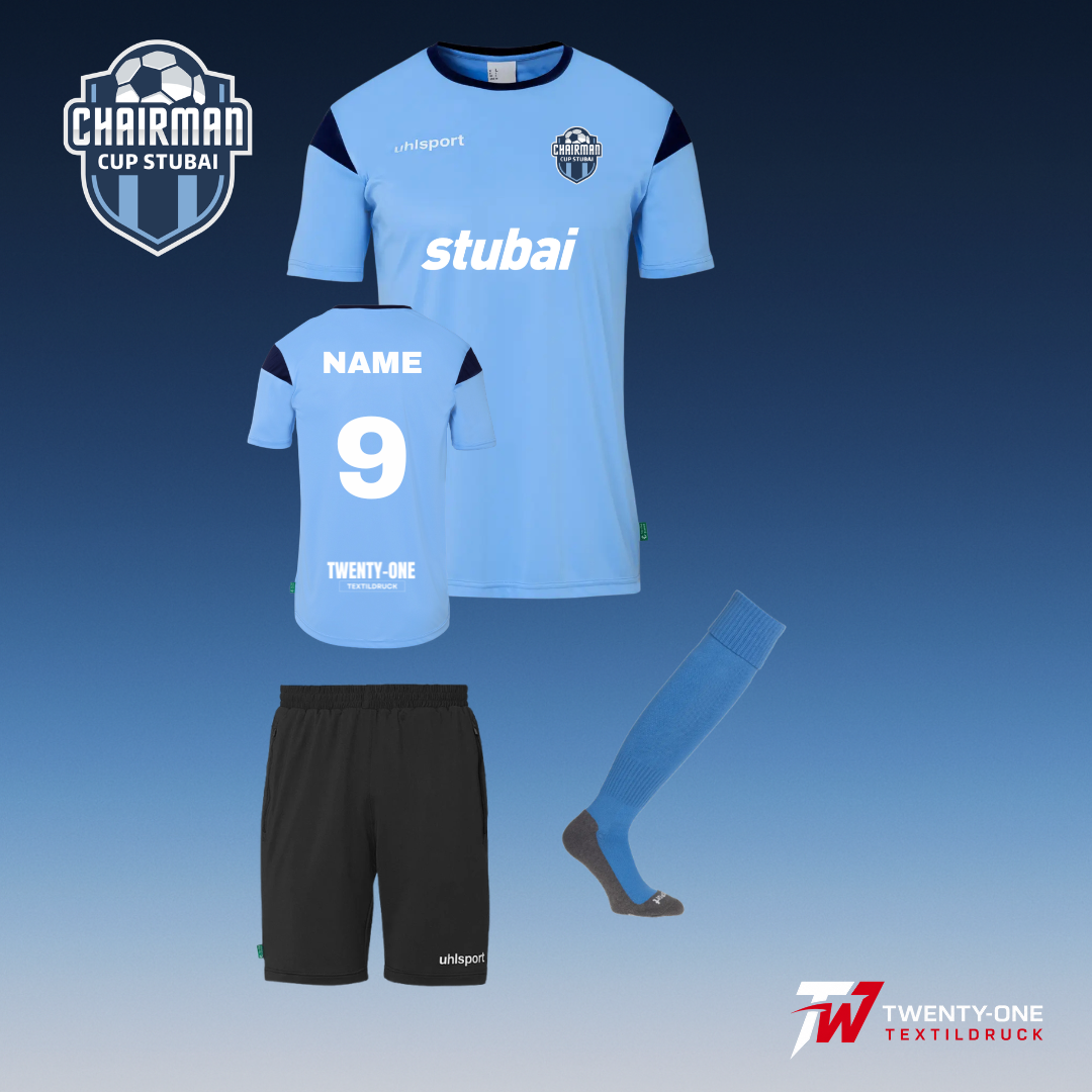 Chairman Cup Dress – Komplettes Set (Trikot mit Flock + Hose + Stutzen)