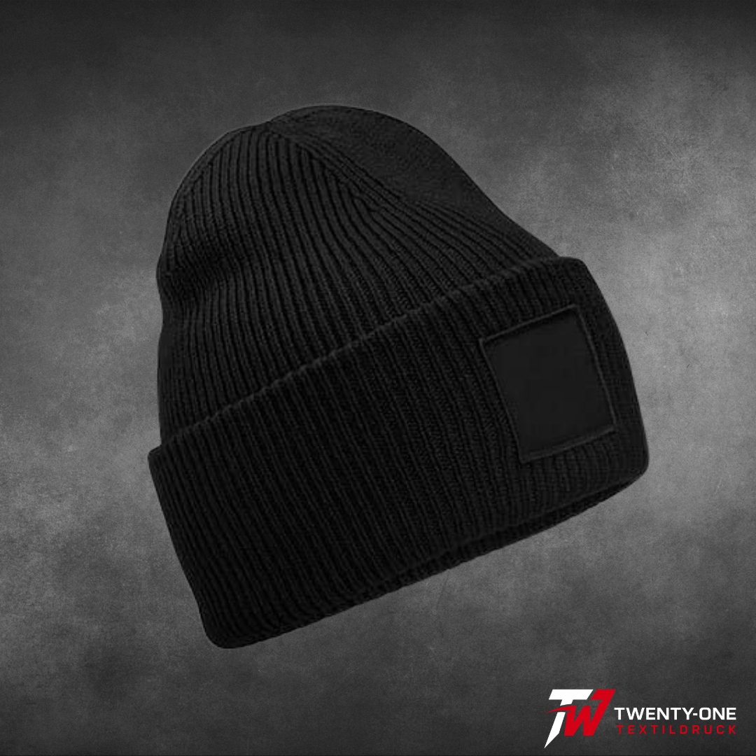 Deep Cuffed Tonal Patch Beanie