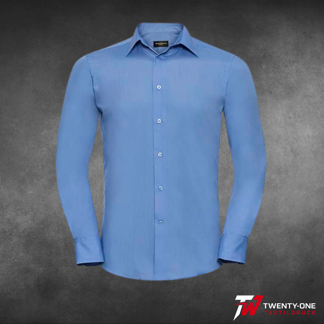 Men`s Long Sleeve Polycotton Tailored Poplin Shirt