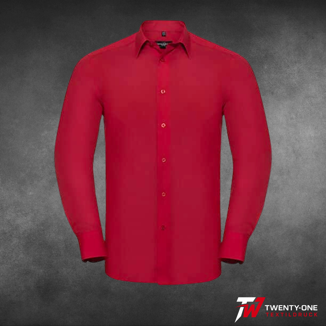 Men`s Long Sleeve Polycotton Tailored Poplin Shirt